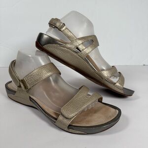 Aetrex Jillian Gold Leather Adjustable Comfort Sandals Arch Support Size 11